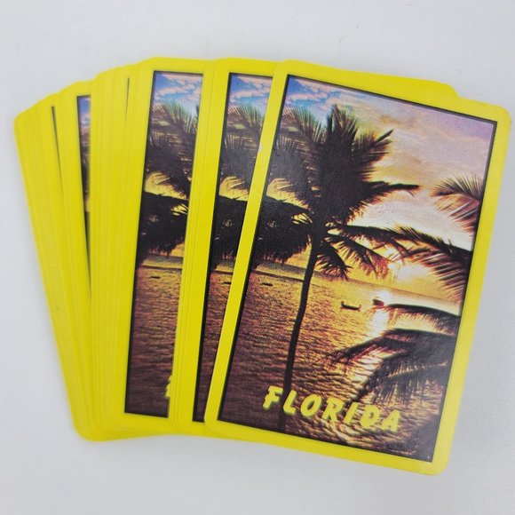 Vtg HK Florida Sunset Beach Ocean Scene Playing Cards Deck Standard 52 + Jokers - Picture 1 of 5
